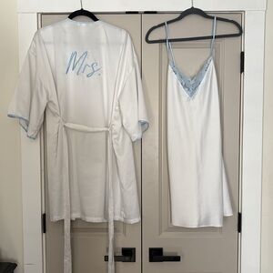 “Mrs” bridal robe and lace lingerie dress in satin material size large
